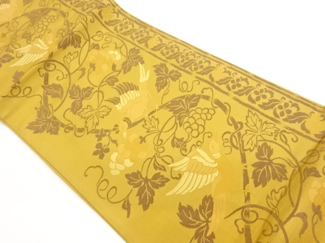 JAPANESE FUKURO OBI / WOVEN GRAPE ARABESQUE